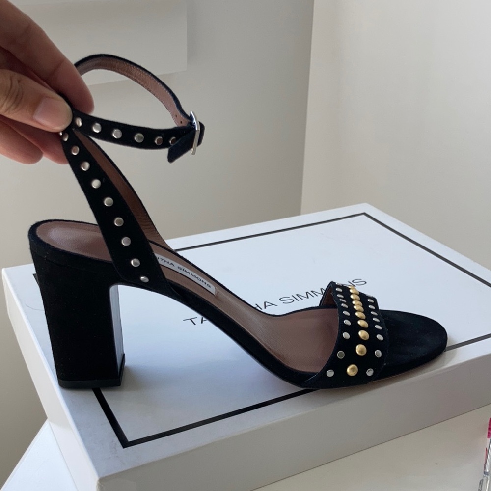 Tabitha Simmons Ruben studded suede sandals size 9.5 black
